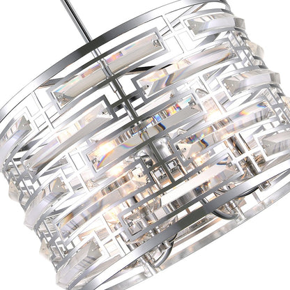 4 Light Drum Shade Chandelier, Chrome