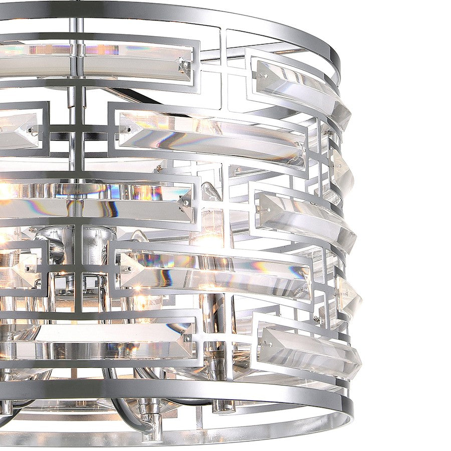 4 Light Drum Shade Chandelier, Chrome