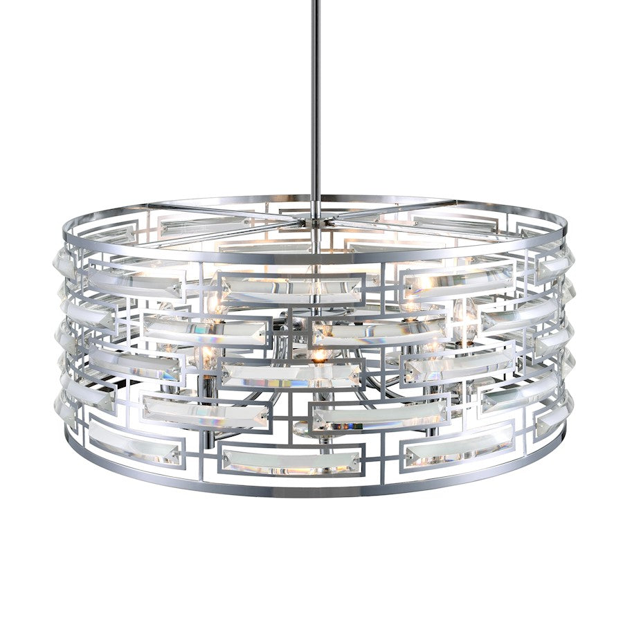 6 Light Drum Shade Chandelier, Chrome