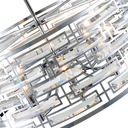 6 Light Drum Shade Chandelier, Chrome