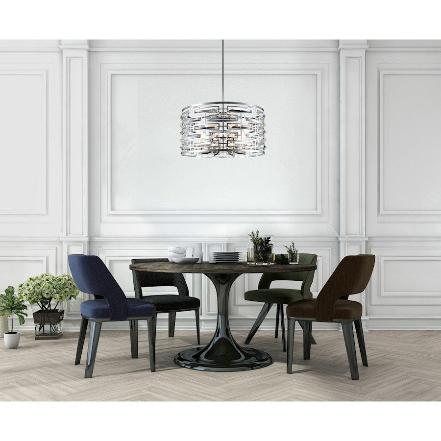 6 Light Drum Shade Chandelier, Chrome