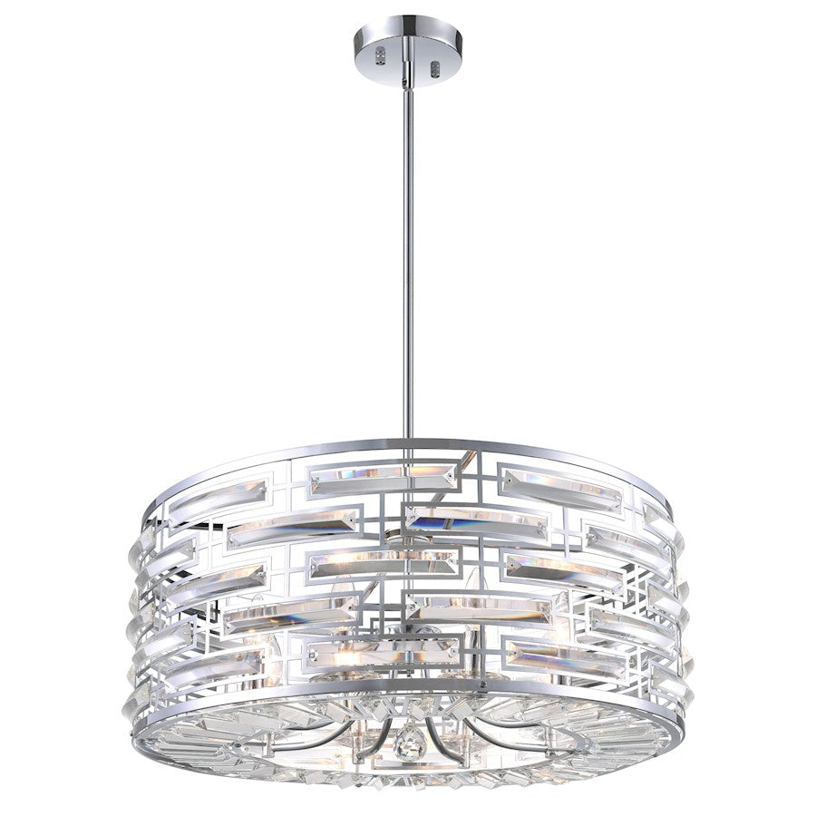 CWI Lighting Petia 8 Light Drum Shade Chandelier, Chrome - 9975P25-8-601