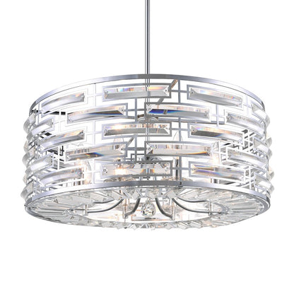 8 Light Drum Shade Chandelier, Chrome