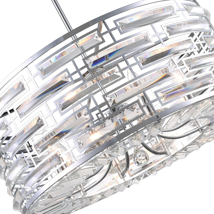 8 Light Drum Shade Chandelier, Chrome