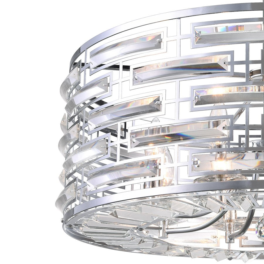 8 Light Drum Shade Chandelier, Chrome