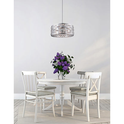 8 Light Drum Shade Chandelier, Chrome