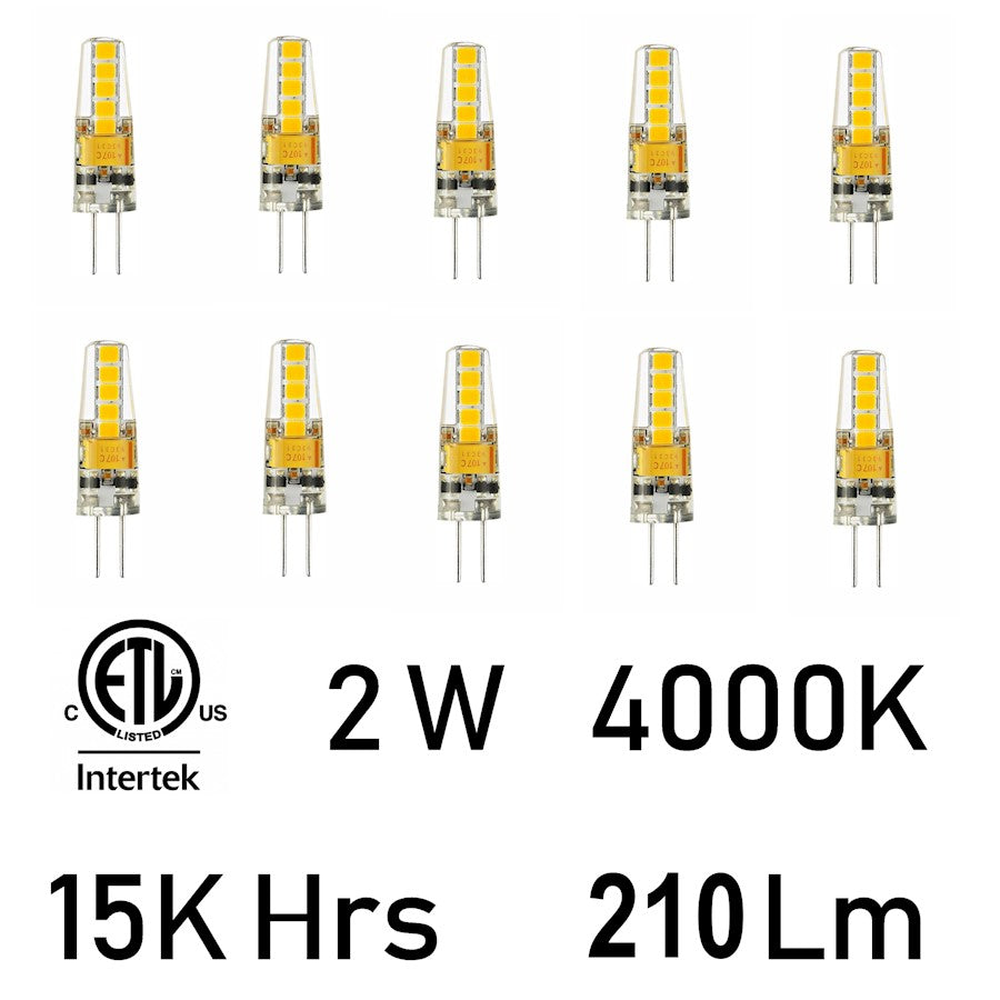 CWI Lighting Bulbs 2W 4000K LED Bulb, Clear - G4K4000-10