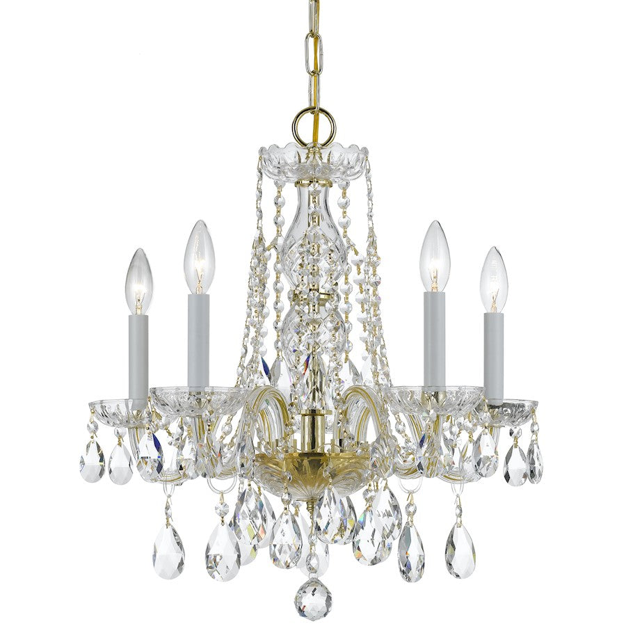 Crystorama Traditional Crystal 18in 5-Light Mini Chandelier | Classic Polished Brass and Clear Hand Cut Crystal | Dining Room | Model 1061-PB-CL-MWP
