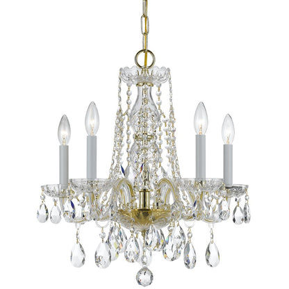 Crystorama Traditional Crystal 18in 5-Light Mini Chandelier | Classic Polished Brass and Clear Hand Cut Crystal | Dining Room | Model 1061-PB-CL-MWP