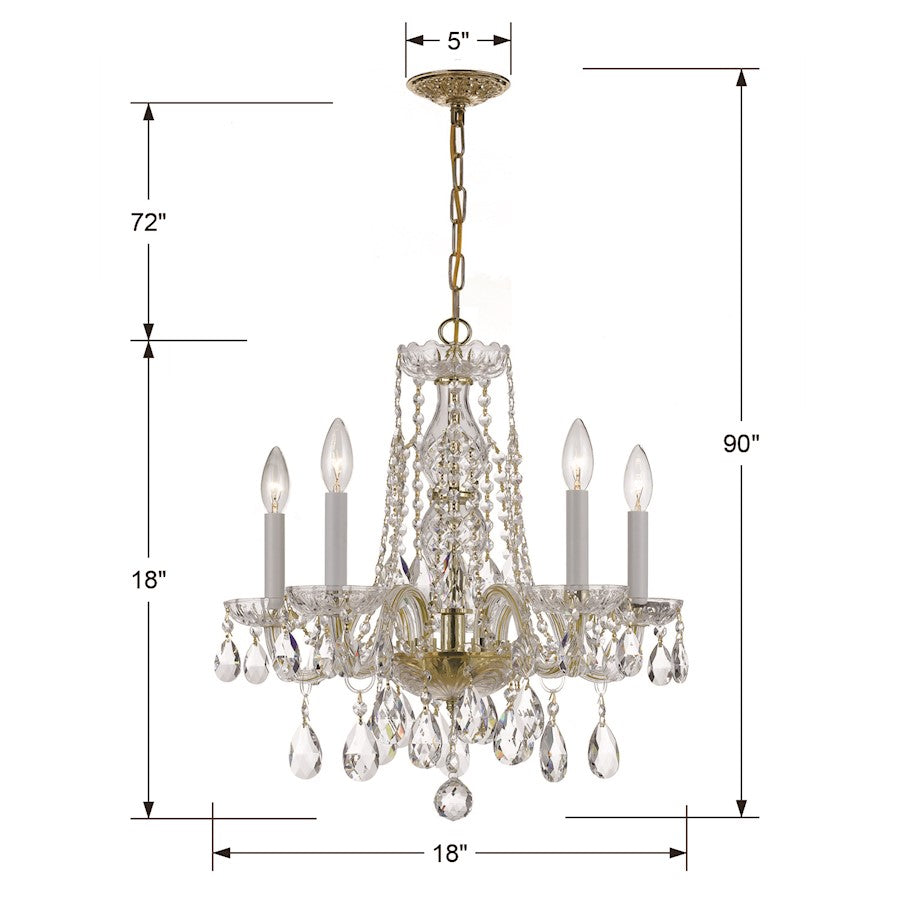Crystorama Traditional Crystal 18in 5-Light Mini Chandelier | Classic Polished Brass and Clear Hand Cut Crystal | Dining Room | Model 1061-PB-CL-MWP