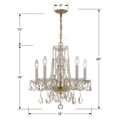 Crystorama Traditional Crystal 18in 5-Light Mini Chandelier | Classic Polished Brass and Clear Hand Cut Crystal | Dining Room | Model 1061-PB-CL-MWP