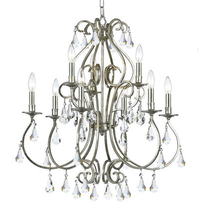 Crystorama Ashton 9 Light Chandelier, Olde Silver