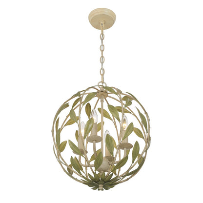 Crystorama Broche 4 Light 16" Chandelier, Champagne Green Tea