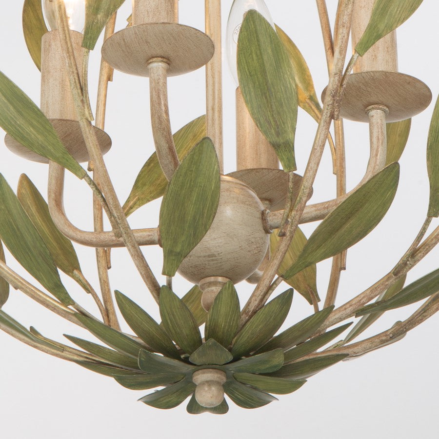 Crystorama Broche 4 Light 16" Chandelier, Champagne Green Tea