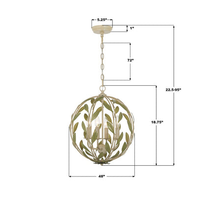 Crystorama Broche 4 Light 16" Chandelier, Champagne Green Tea