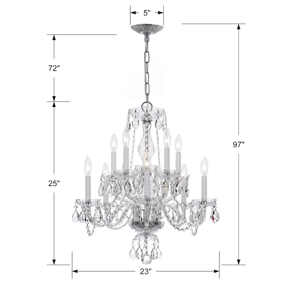 Crystorama Traditional 10 Lt Clear Crystal Chrome Chandelier V