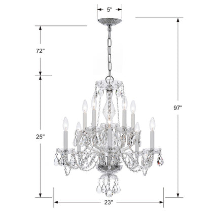 Crystorama Traditional 10 Lt Clear Crystal Chrome Chandelier V