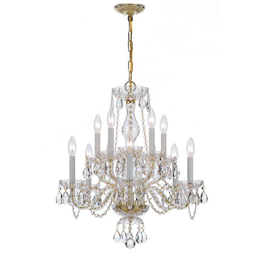 Crystorama Traditional Crystal 10 Light Chandelier, Brass
