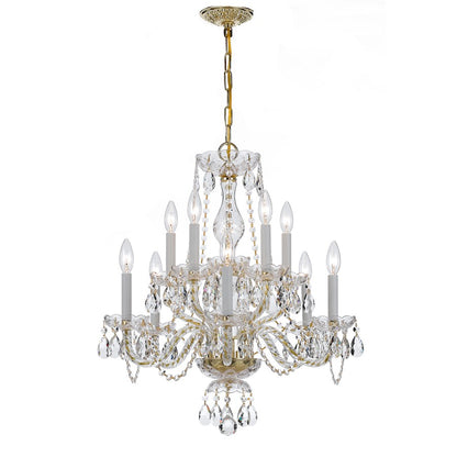 Crystorama Traditional Crystal 10 Light Chandelier, Brass