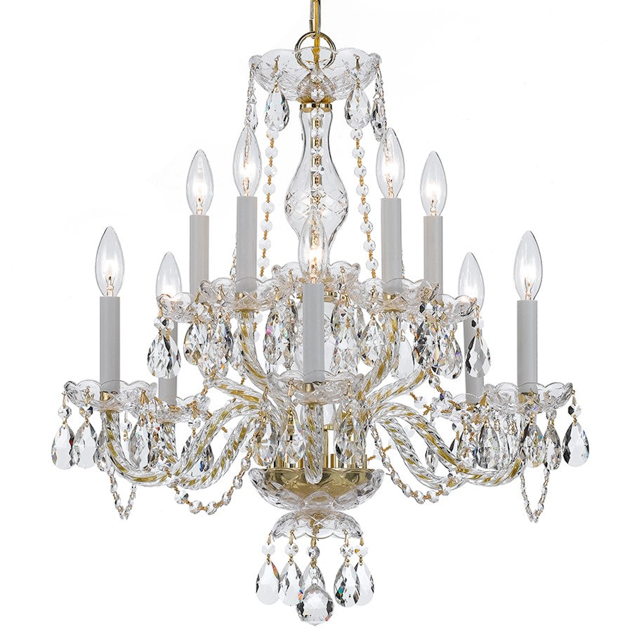 Crystorama Traditional Crystal 10 Light Chandelier, Brass