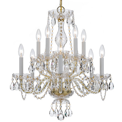 Crystorama Traditional Crystal 10 Light Chandelier, Brass