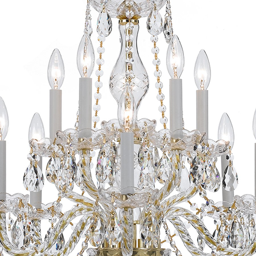 Crystorama Traditional Crystal 10 Light Chandelier, Brass