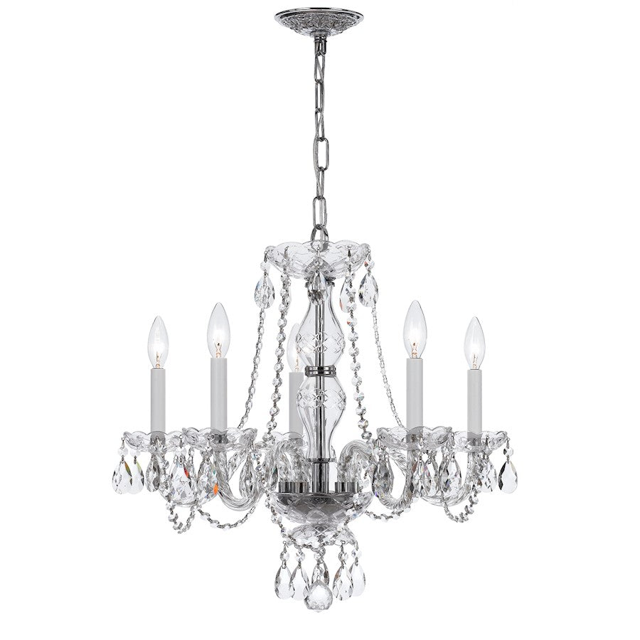 Crystorama Traditional Crystal 5 Light Chandelier, Chrome