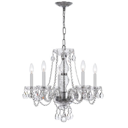 Crystorama Traditional Crystal 5 Light Chandelier, Chrome