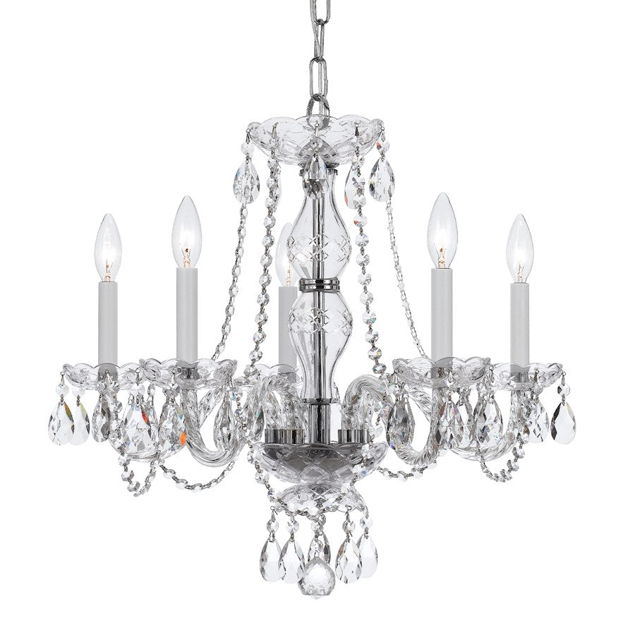 Crystorama Traditional Crystal 5 Light Chandelier, Chrome