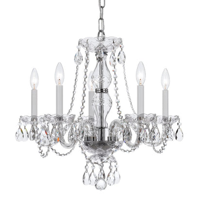 Crystorama Traditional Crystal 5 Light Chandelier, Chrome