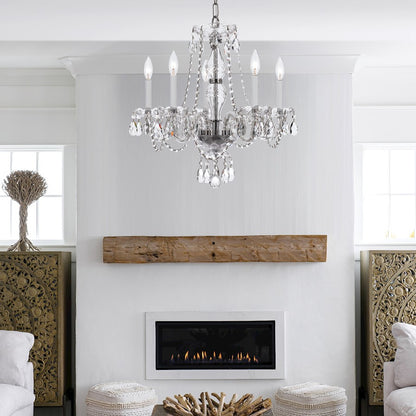 Crystorama Traditional 5 Light Crystal Chrome Chandelier V