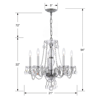 Crystorama Traditional 5 Light Crystal Chrome Chandelier V
