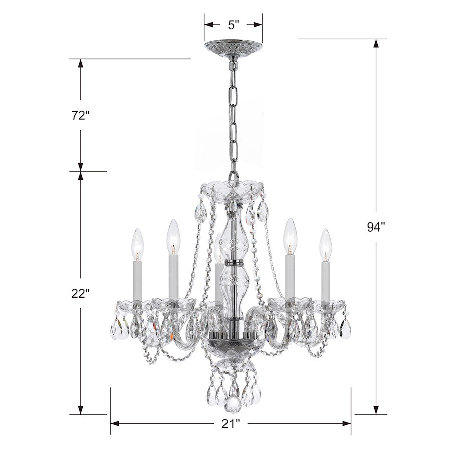 Crystorama Traditional 5 Light Crystal Chrome Chandelier V