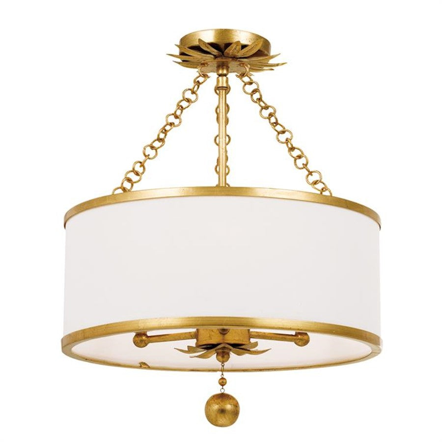 Crystorama Broche 3 Light Ceiling Mount, Drum Shade