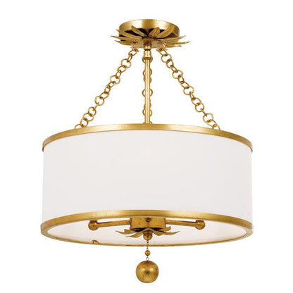 Crystorama Broche 3 Light Ceiling Mount, Drum Shade