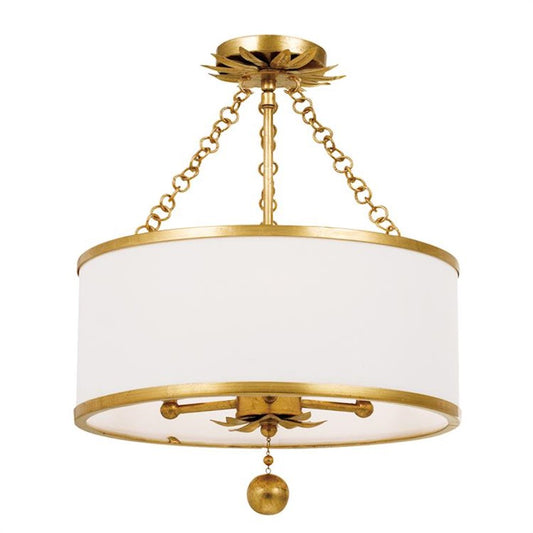 Crystorama Broche 3 Light Ceiling Mount, Drum Shade