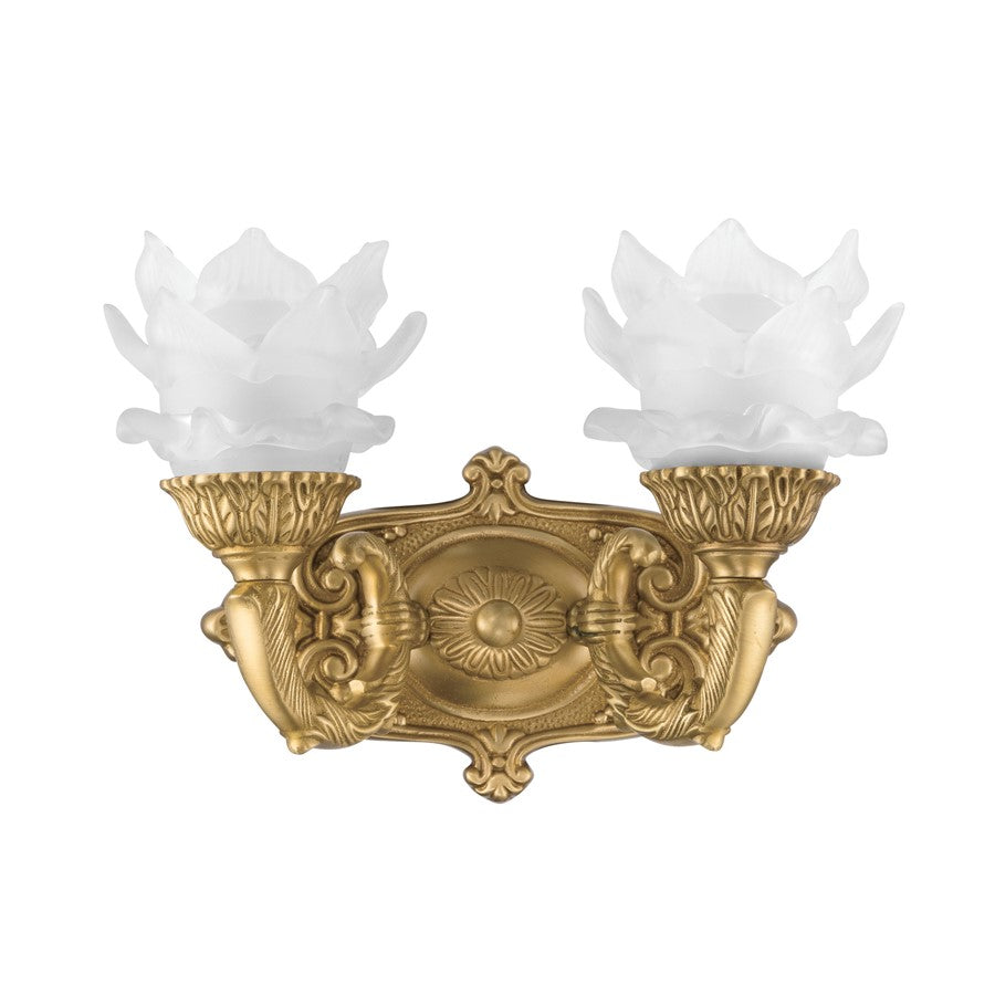 Crystorama Mayfield 2 Light 11.5" Sconce, Aged Brass/Frosted
