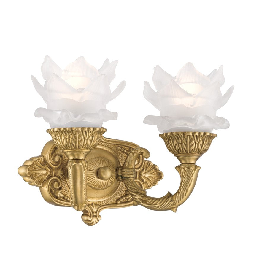Crystorama Mayfield 2 Light 11.5" Sconce, Aged Brass/Frosted