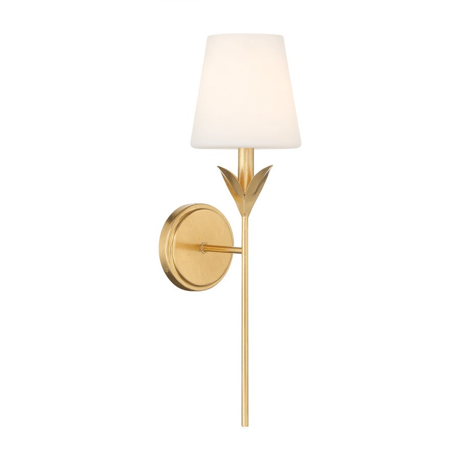 Crystorama Broche 1 Light 6" Sconce, Antique Gold/White - 531-OP-GA