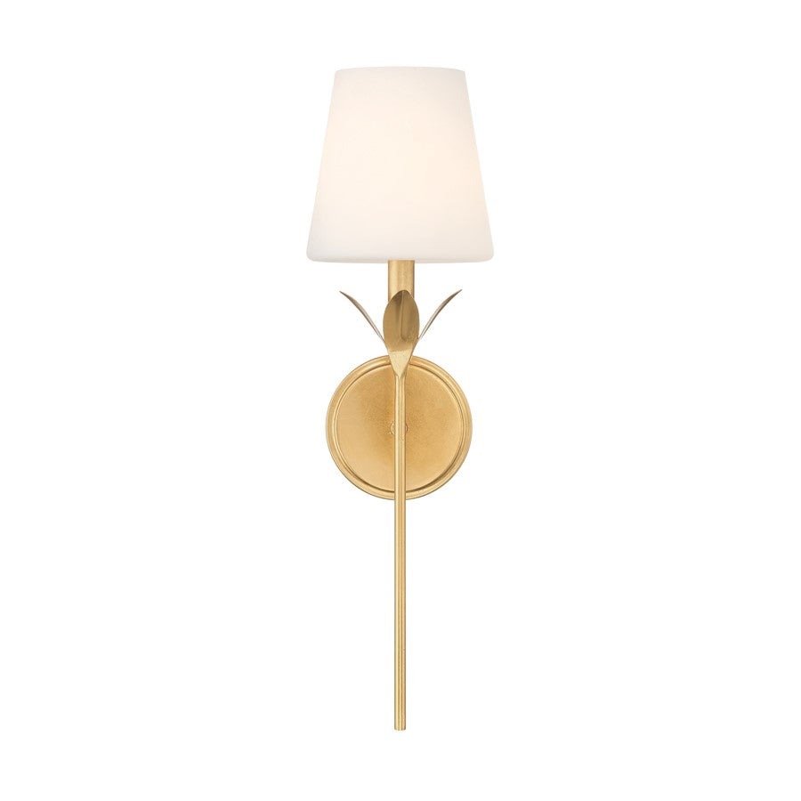 Crystorama Broche 1 Light 6" Sconce, Antique Gold/White