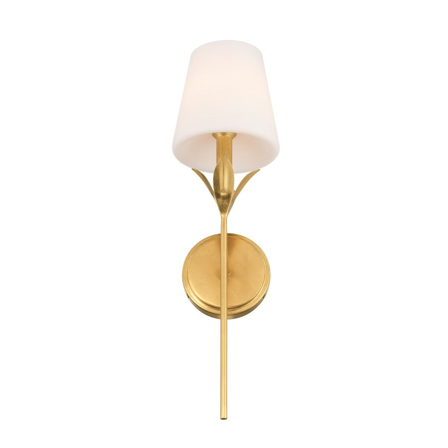 Crystorama Broche 1 Light 6" Sconce, Antique Gold/White