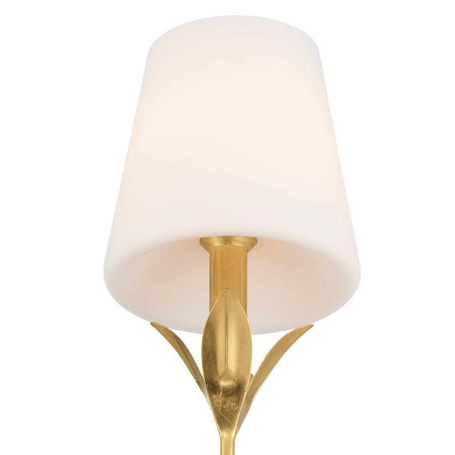 Crystorama Broche 1 Light 6" Sconce, Antique Gold/White