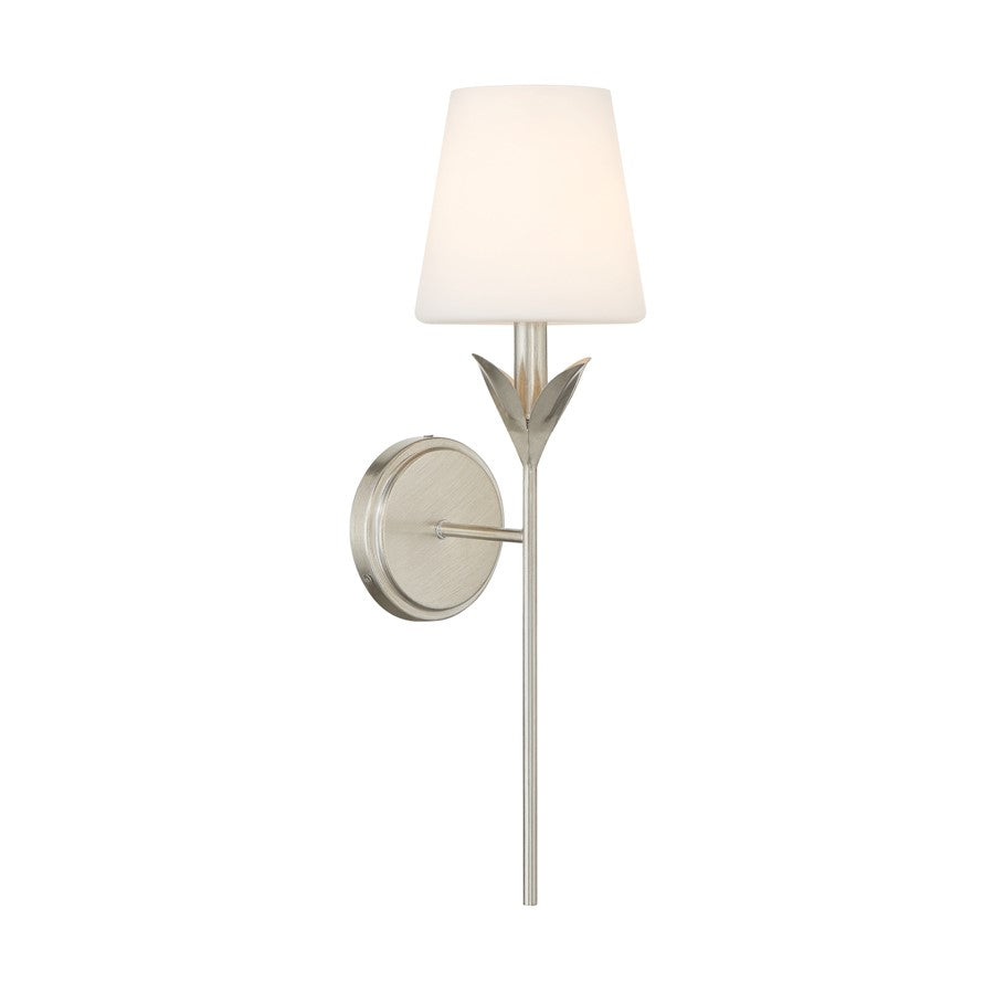 Crystorama Broche 1 Light 6" Sconce, Antique Silver/White - 531-OP-SA