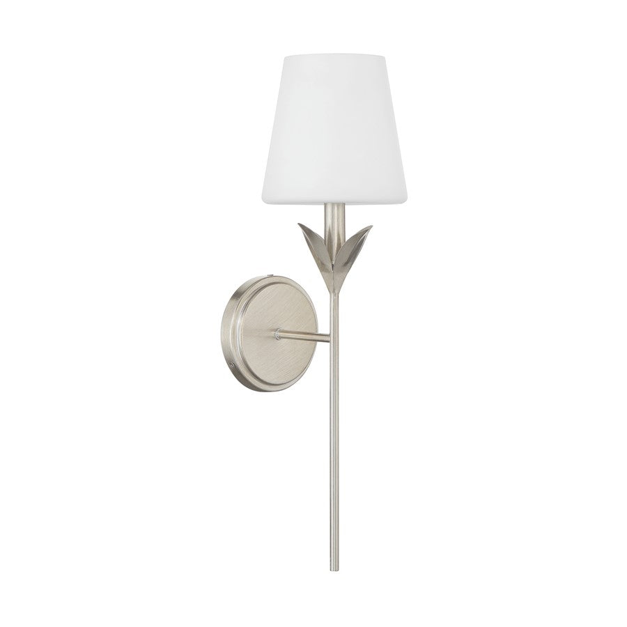 Crystorama Broche 1 Light 6" Sconce, Antique Silver/White