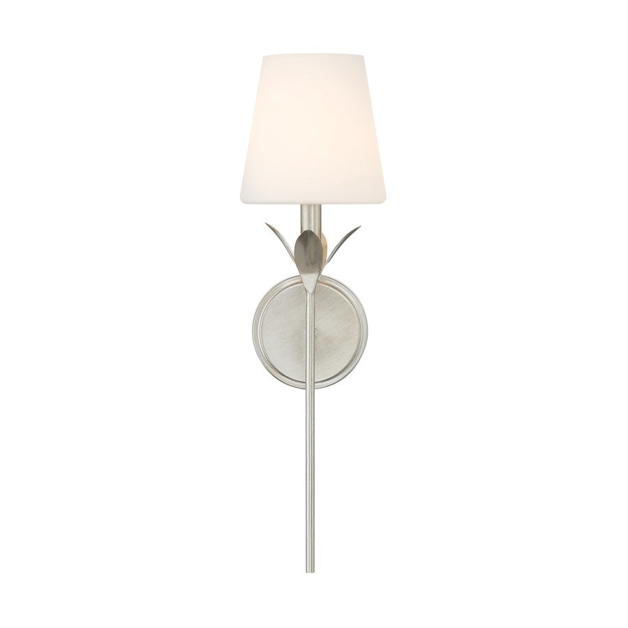 Crystorama Broche 1 Light 6" Sconce, Antique Silver/White
