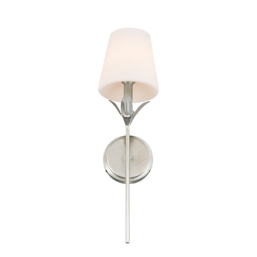 Crystorama Broche 1 Light 6" Sconce, Antique Silver/White