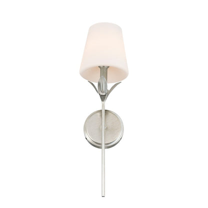 Crystorama Broche 1 Light 6" Sconce, Antique Silver/White
