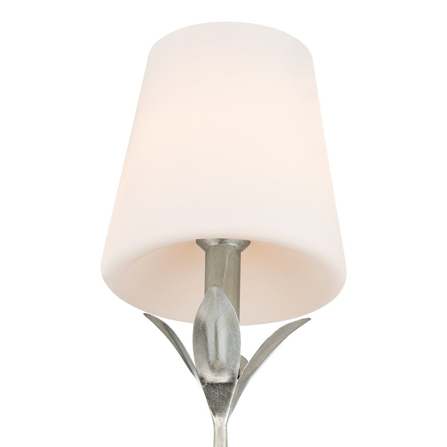 Crystorama Broche 1 Light 6" Sconce, Antique Silver/White