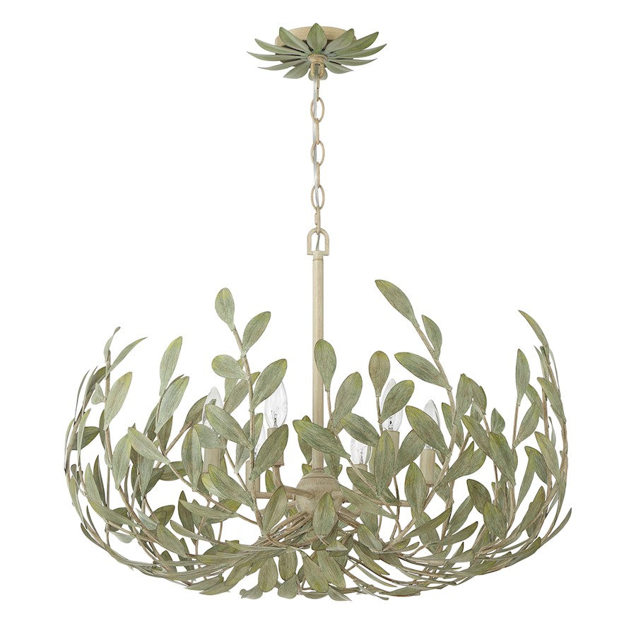 Crystorama Broche 6 Light Chandelier, Champagne Green Tea