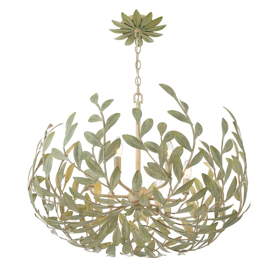 Crystorama Broche 6 Light Chandelier, Champagne Green Tea